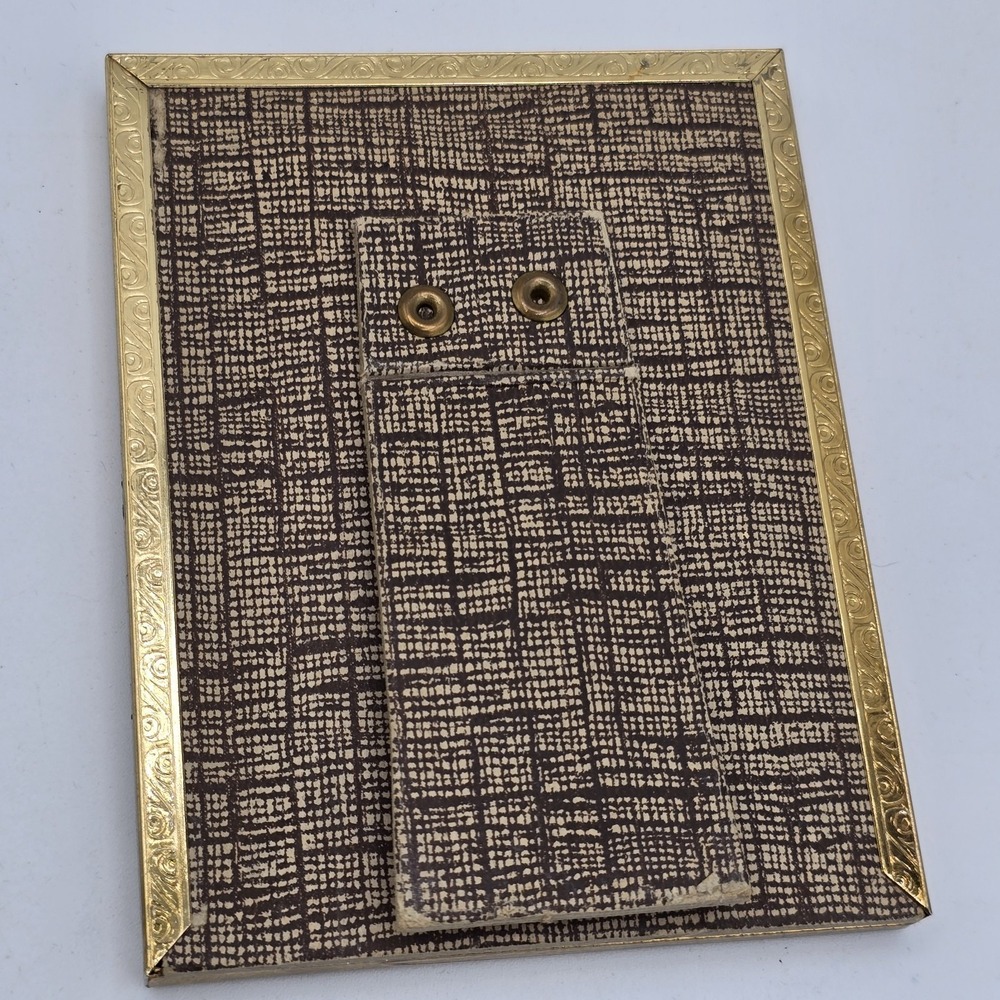 MCM Brass/Gold Tone Metal Picture Frames With Photo Of Teen Girl 70s - Picture 5 of 7